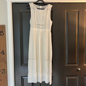 LUCKY BRAND Cream color long embroidered sleeveless dress
